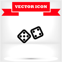 Dice vector icon , lorem ipsum Flat design