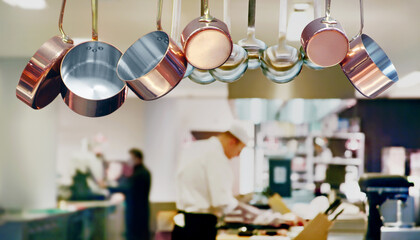 Blick in eine moderne Restaurantküche - obrazy, fototapety, plakaty