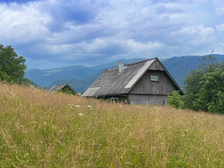 Old wooden house in Carpathian mountains, Ukraine