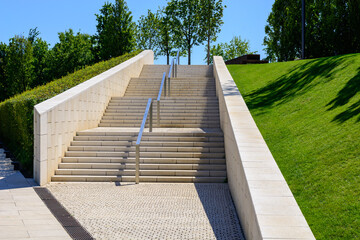 Stairs in the park Krasnodar. Stone wall