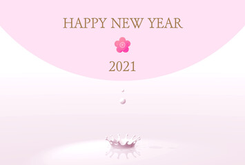 年賀状_2021_丑年_ミルククラウン_HAPPY NEW YEAR