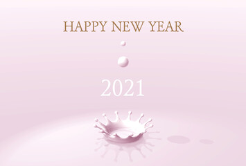 年賀状_2021_丑年_ミルククラウン_HAPPY NEW YEAR