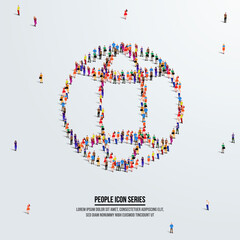 Go to web icon or concept. large group of people form to create a shape of website. vector illustration.