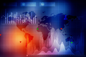2d rendering Stock market online business concept. business Graph 