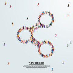 share icon or network concept. large group of people form to create share or network icon. vector illustration.