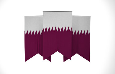Qatar Flag, Floating Fabric Flag, Qatar, 3D Render