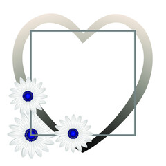 Floral frame with heart and daisy.