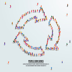Recycle icon or concept. large group of people form to create recycling symbol. vector illustration.