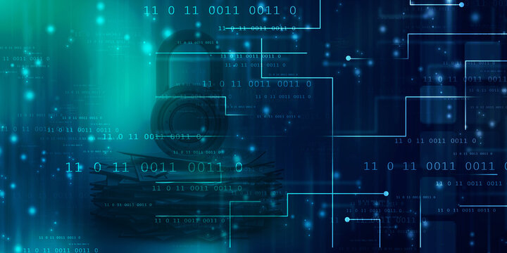 2d illustration abstract digital binary data on computer screen