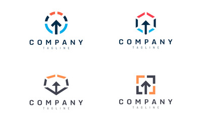 abstract geometric up arrow vector design set suitable for smart entry tech logo