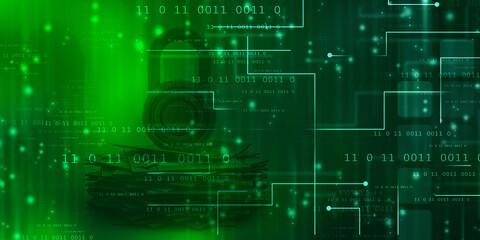 Fototapeta premium 2d illustration abstract digital binary data on computer screen