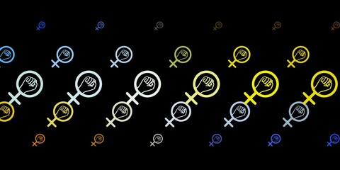 Dark Blue, Yellow vector background with woman symbols.