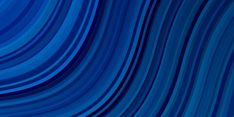 Dark BLUE vector background with curved lines. Colorful illustration in circular style with lines. Smart design for your promotions.