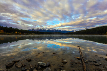 Majestic lake Patricia at sunrise
