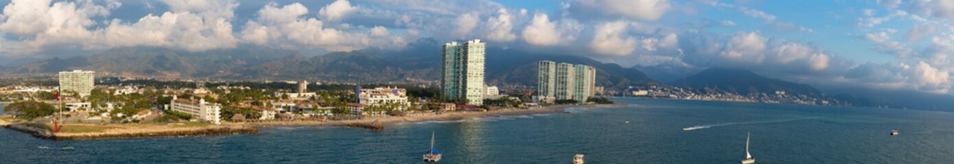 Panoramic view of the Puerto Vallarta sea front, Mexico