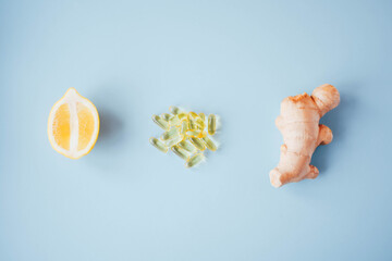 Immunity enhancing kit, namely ginger, lemon and fish oil.