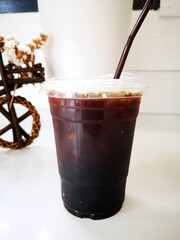 iced americano coffee on white background