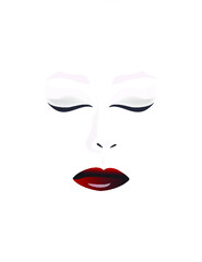 A portrait of a beautiful woman is featured in a minimalist fashion and beauty illustration.