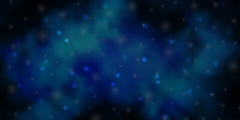 Dark BLUE vector background with small and big stars. Colorful illustration in abstract style with gradient stars. Best design for your ad, poster, banner.