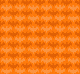 Seamless Halloween background with bats. Silhouettes of bats on an orange background in a checkerboard pattern. Vector illustration in a simple flat style for design and web.