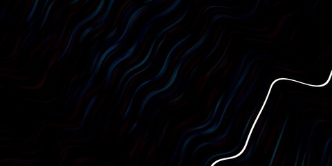 Dark BLUE vector template with curves. Abstract illustration with bandy gradient lines. Pattern for commercials, ads.