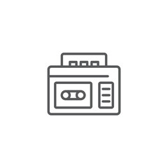 Retro cassette tape recorder vector icon symbol isolated on white background