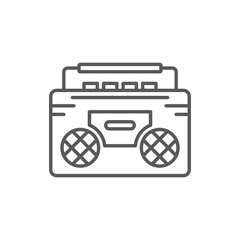 Retro cassette tape recorder vector icon symbol isolated on white background