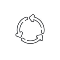 Three arrows cycle vector icon symbol isolated on white background