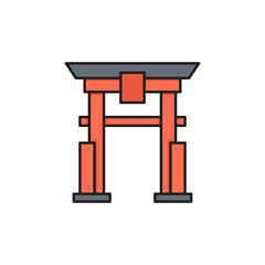 Torii gate vector icon symbol japanese icon isolated on white background