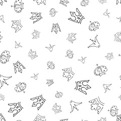 Seamless pattern of doodle queen or king crowns