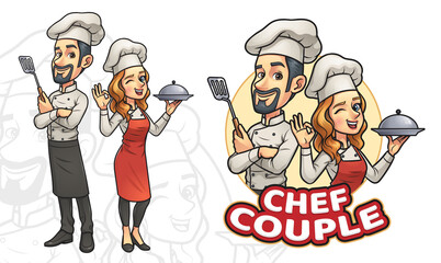 Cartoon Couple Chef