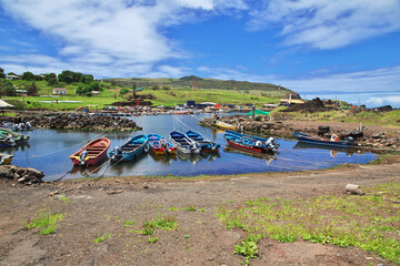 Rapa Nui. The marina in Hanga Roa on Easter Island, Chile
