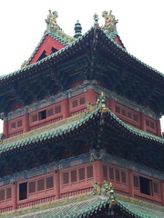 Naklejka premium The Building in Shaolin Temple with Detail Architecture. The Shaolin Monastery is also known as the Shaolin Temple. Dengfeng City, Zhengzhou City, Henan Province, China, 18th October 2018.