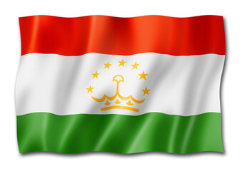 Obraz premium Tajikistan flag isolated on white