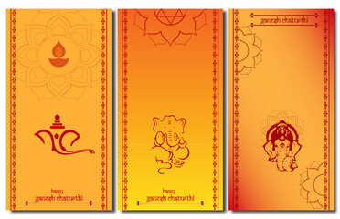  vector illustration of Lord Ganpati caricature background for Ganesh Chaturthi festival of India