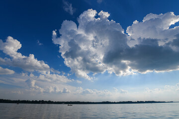 Nature background. Sky over Danube river