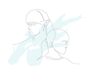 One line womens face. Single line art. Person illustration for design