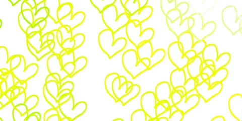 Tuinposter Light Green, Yellow vector background with hearts. © Guskova