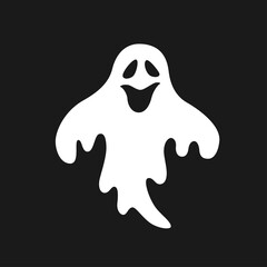 Halloween scary ghost. Hand drawn vector illustration on dark background