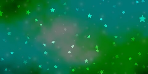 Light Blue, Green vector texture with beautiful stars. Shining colorful illustration with small and big stars. Pattern for wrapping gifts.