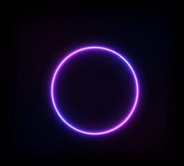 Fiolet neon circle glowing abstraction for your advertisement and banner