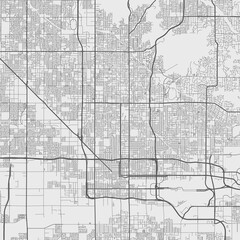 Urban city map of Phoenix. Vector poster. Grayscale street map.