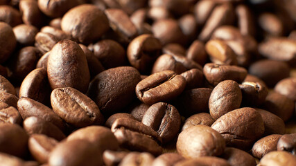 Roasted coffee beans with background.