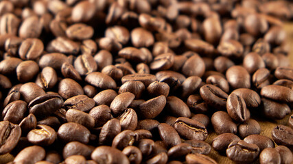 Roasted coffee beans with background.