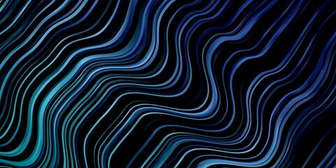 Dark Blue, Green vector background with bent lines. Illustration in abstract style with gradient curved.  Template for your UI design.