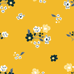 Seamless print with small plants. 