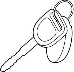 A vector line art illustration of car keys