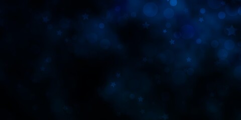 Light BLUE vector backdrop with circles, stars. Abstract illustration with colorful shapes of circles, stars. Design for wallpaper, fabric makers.