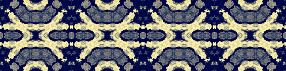 Endless Indigo Rough Tie Dye Design. Nautical Batik Brush Banner. Repeated Blueish Mustard Geometric Banner. Navy Yellow Tie Dye Effect. Sky Blue Yellow Faded Muslim Design.