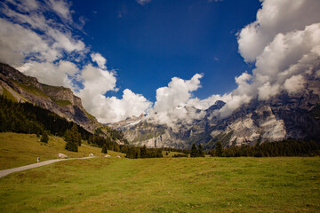 Amazing beautiful view of Swiss Alps. Mountains
